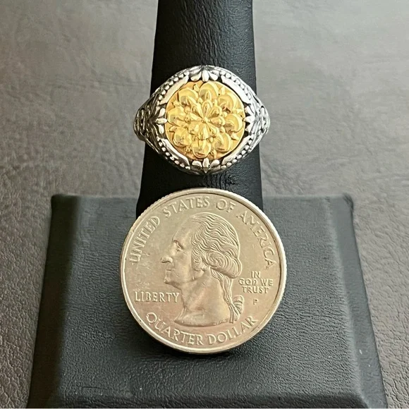 🔴SOLD🔴 Konstantino 18k gold and sterling silver filigree signet ring - Picture 14 of 15